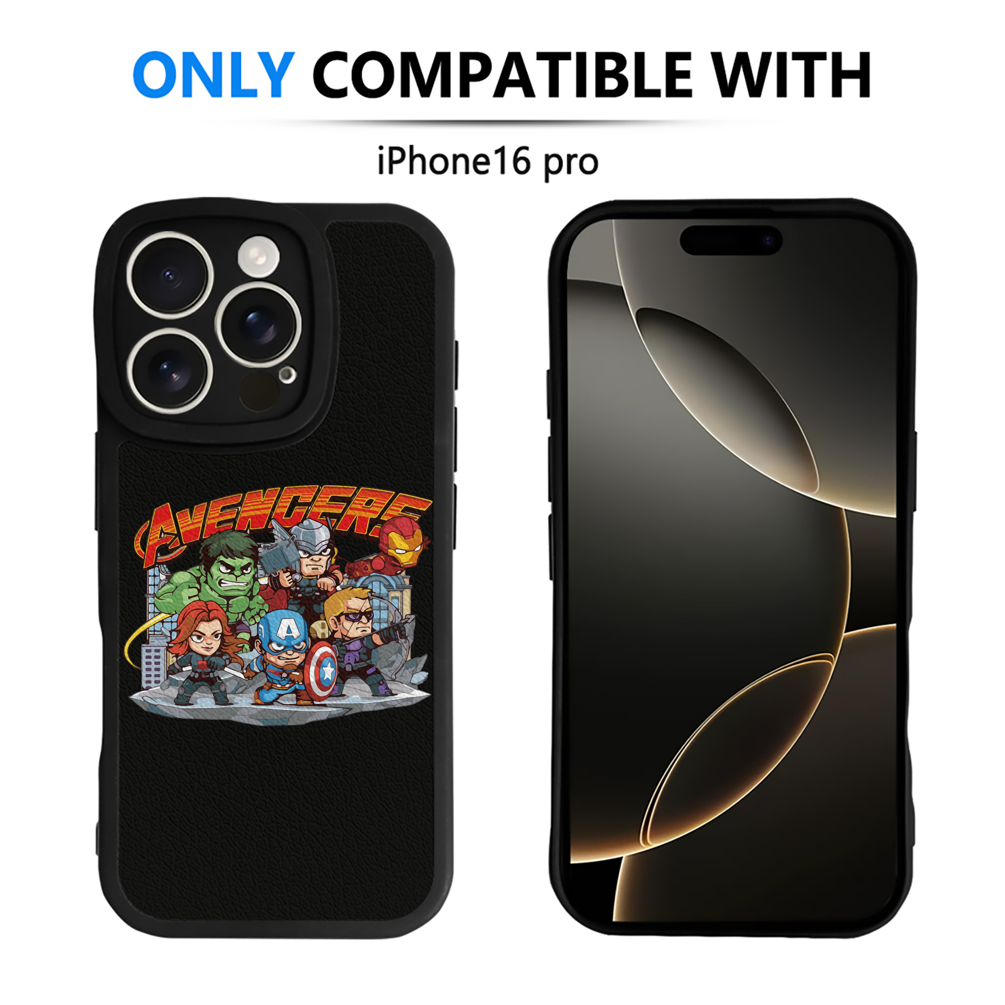 （画像用） アベンジャーズ The Avengers 【iPhone 16シリーズ対応】シリコンスマホケース（レザー調） 材質：シリコン